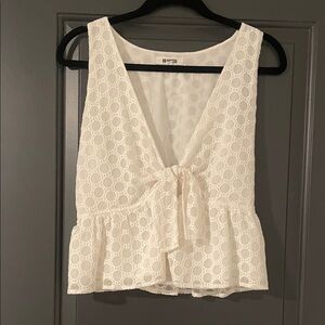 BB Dakota Cream Lace Tie-Front Blouse
